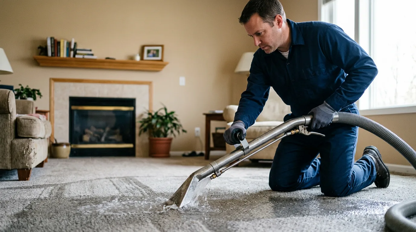 Water damage restoration technician working near Stockton, MD